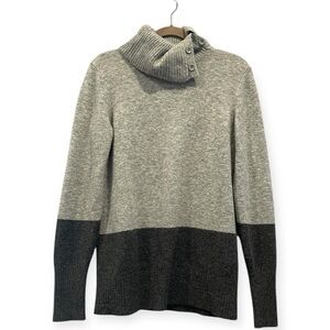 GAP Grey Colorblock Buttoned Turtleneck Tunic Sweater Medium